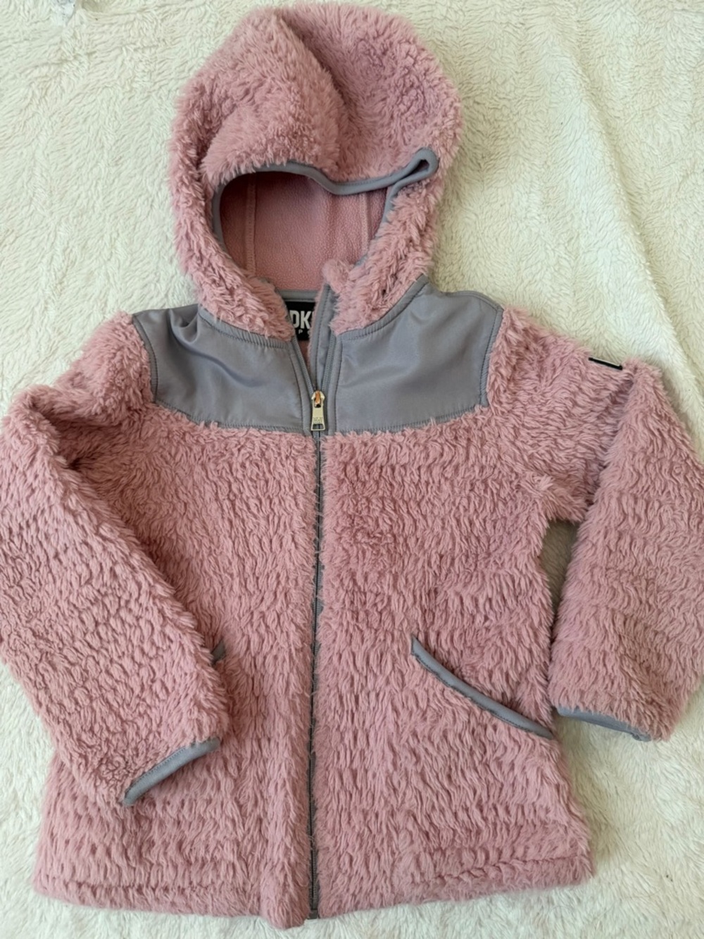 DKNY plush fleece Link colorblock hoodie jacket for young girls Size 6x
